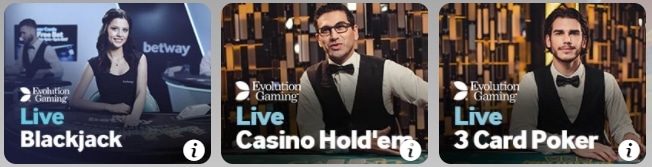 Betway Casino Übersicht Live Dealer